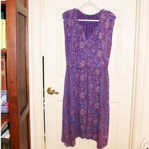 Lucky Brand Purple Floral Sleeveless/Cap Sleeve Dress with Pockets Size M